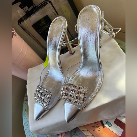 FINAL SALE💐GIAMBATTISTA VALLI crystal embellished pvc ankle-strap pumps 🍀 - Picture 5 of 15